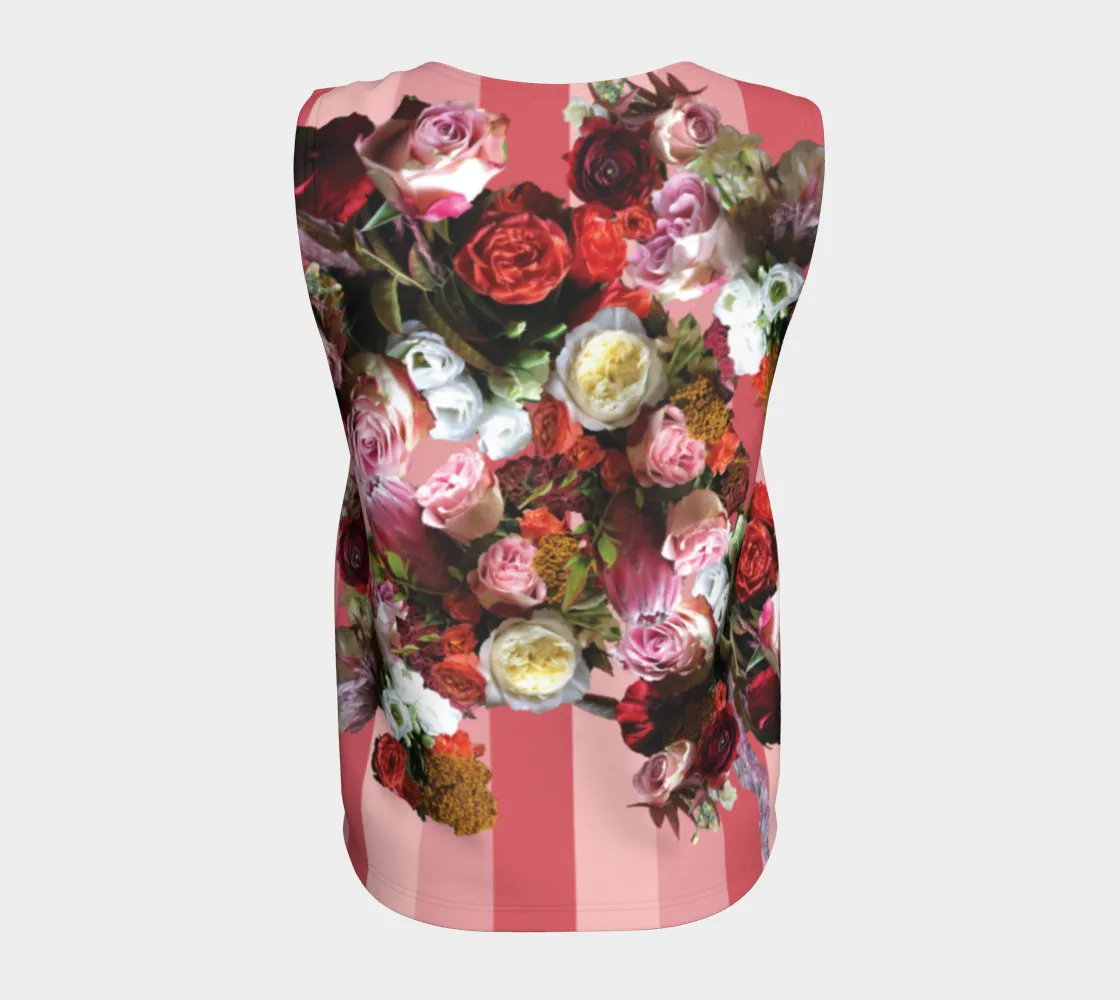 Striped Roses Loose Tank Top Long