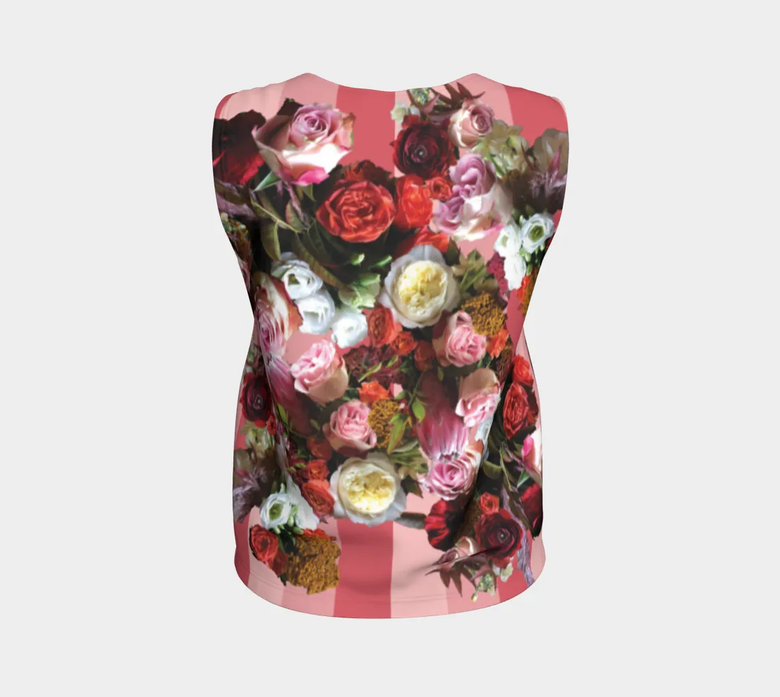 Striped Roses Loose Tank Top Long
