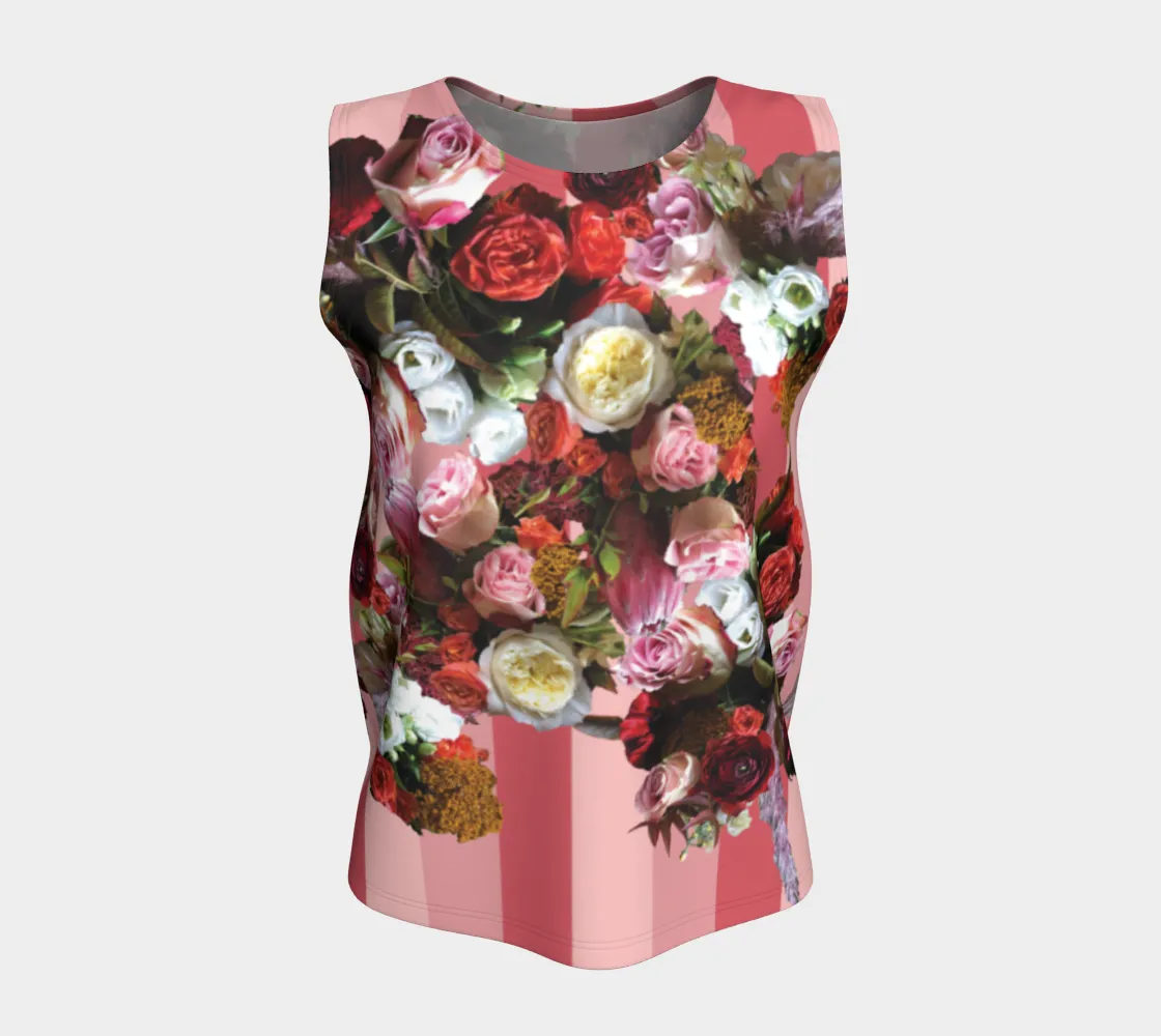 Striped Roses Loose Tank Top Long