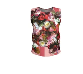 Striped Roses Loose Tank Top Long