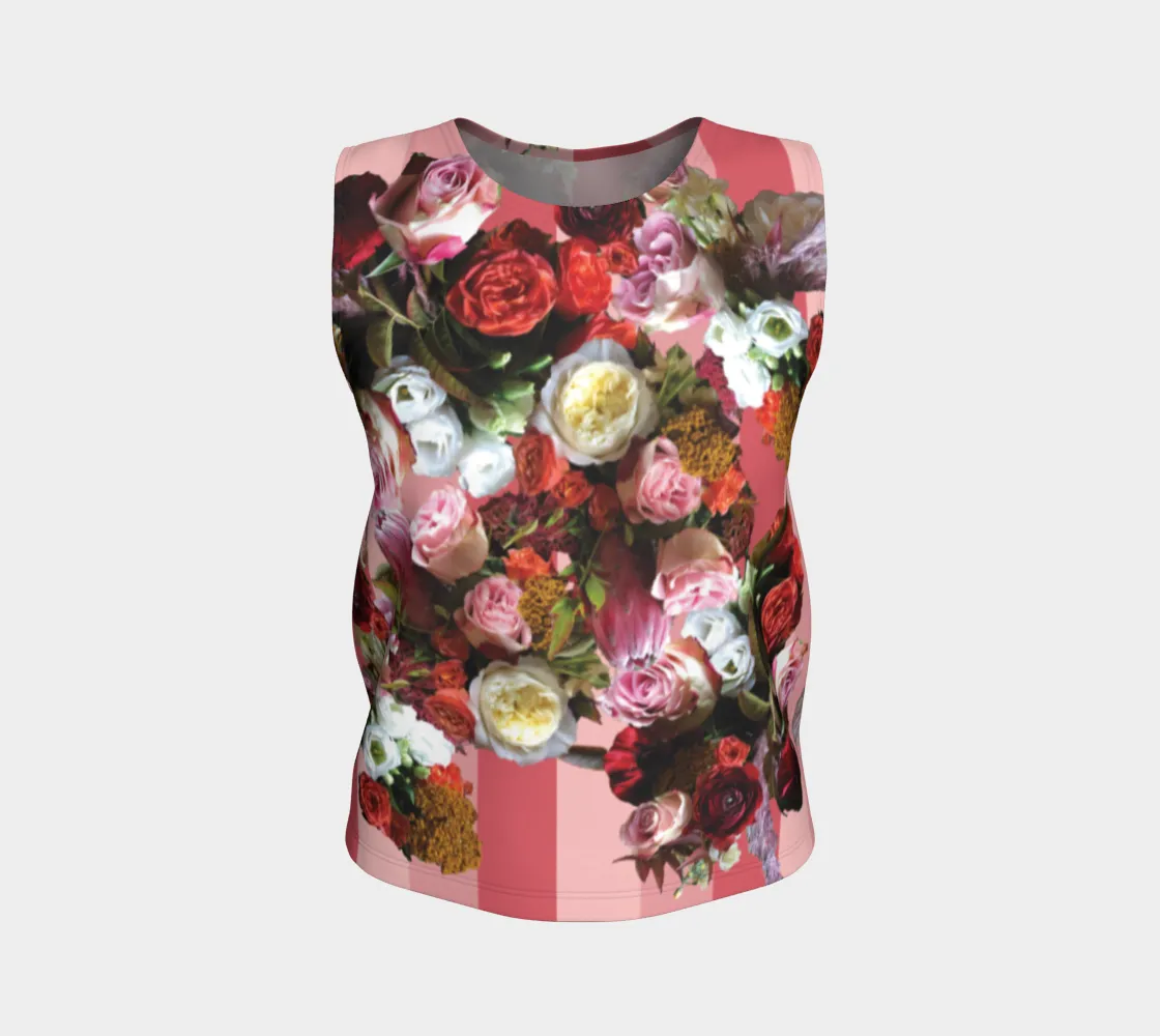 Striped Roses Loose Tank Top Long