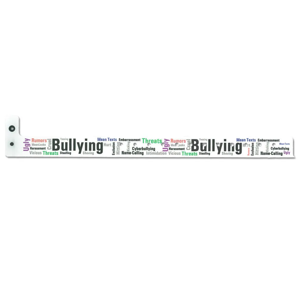 SuperBand® Expressions Plastic Wristbands 3/4" Bullying 4065 - White (500/Box)