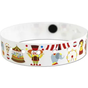 SuperBand® Plastic Wristbands 3/4" Circus Design 4077 - White (500/Box)