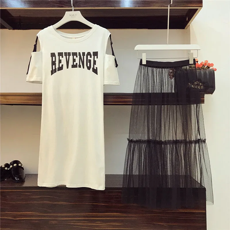 T-shirt & Mesh See Through Skirt