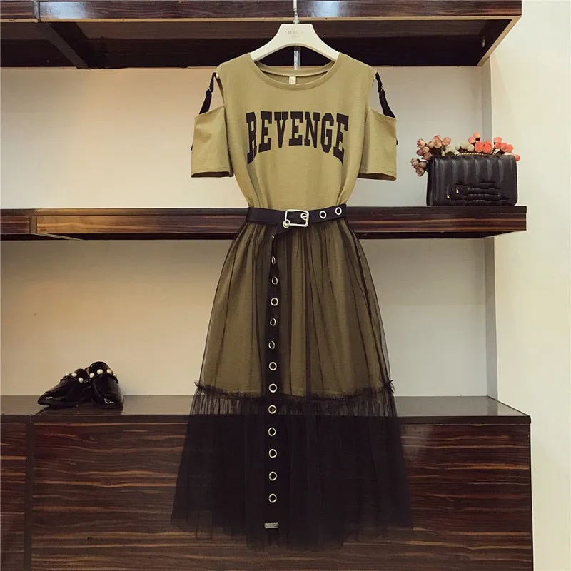 T-shirt & Mesh See Through Skirt