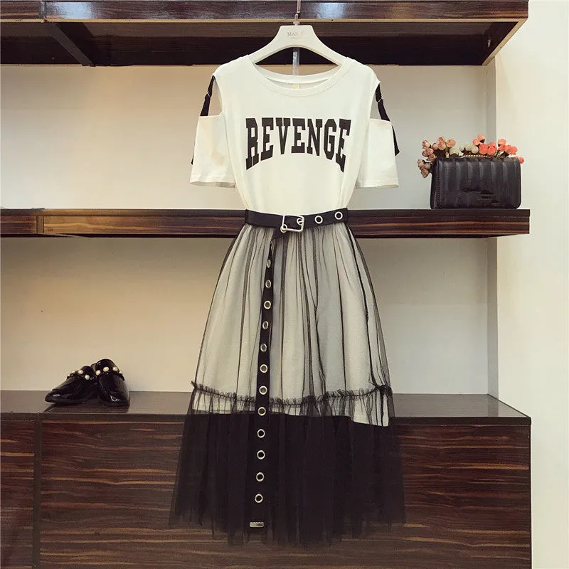 T-shirt & Mesh See Through Skirt
