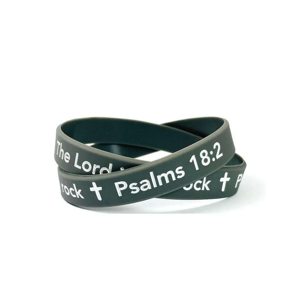 The Lord is my rock Psalms 18:2 Wristband White Letters