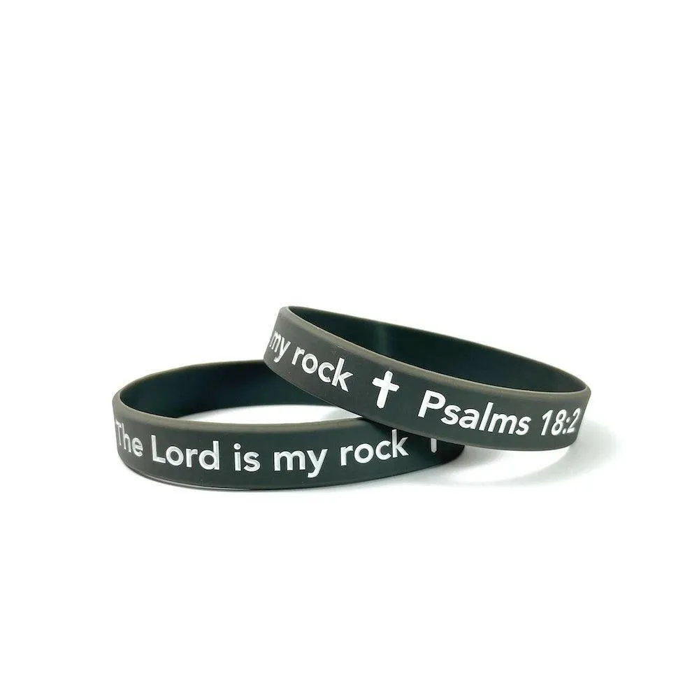 The Lord is my rock Psalms 18:2 Wristband White Letters