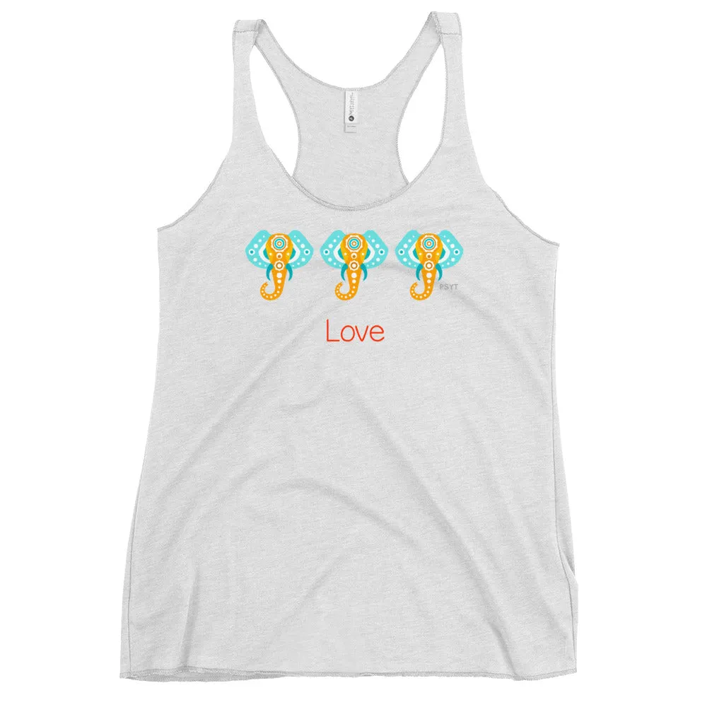 Three Elephants Love Racerback Tank Top