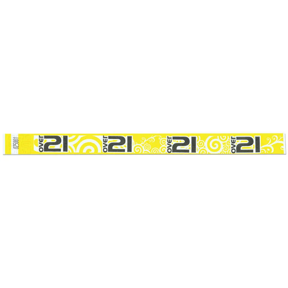 Tytan-Band® Expressions Tyvek® Wristbands 3/4" 'Over 21' Swirls Design NTX89 (500/Pack)