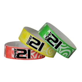 Tytan-Band® Expressions Tyvek® Wristbands 3/4" 'Over 21' Swirls Design NTX89 (500/Pack)