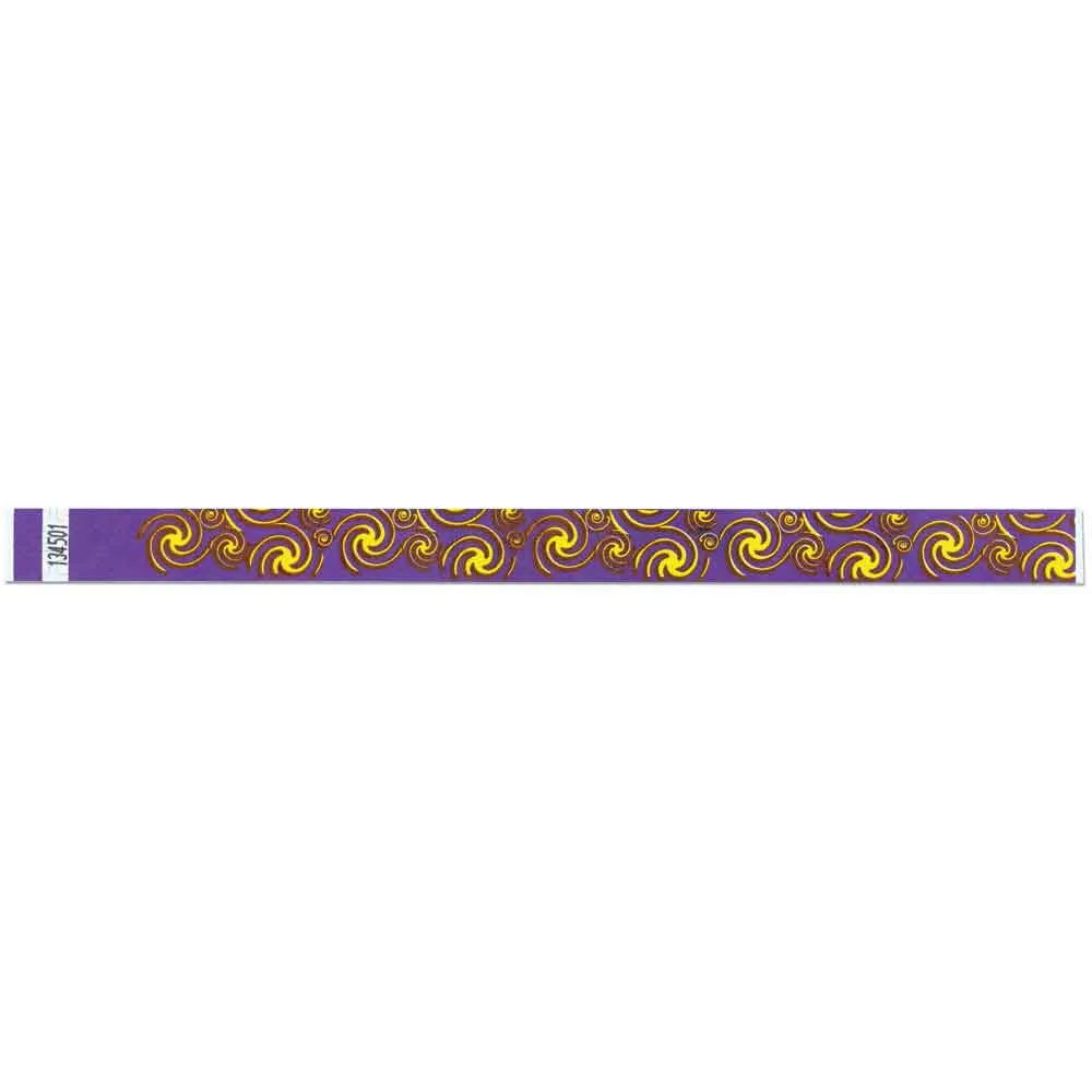 Tytan-Band® Expressions Tyvek® Wristbands 3/4" Swirls Design NTX71 - Purple (500/Pack)