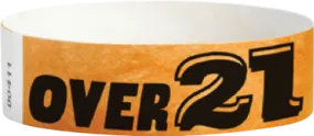 Tyvek® 3/4" x 10" Sheeted Pattern Over 21 pattern wristbands