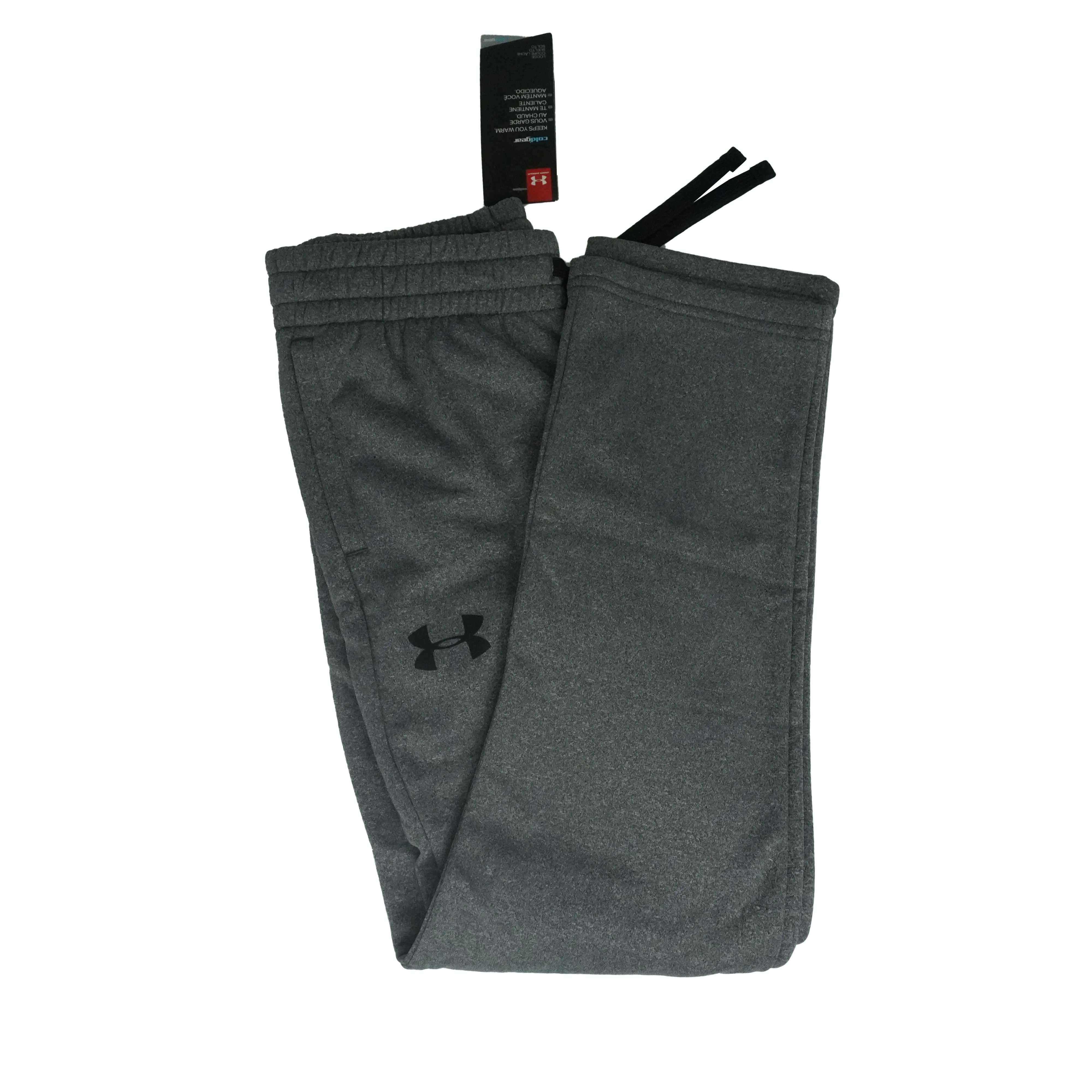 Under Armour Big Boy's Elastic Waist Fleece Pants Gray Black Size Small