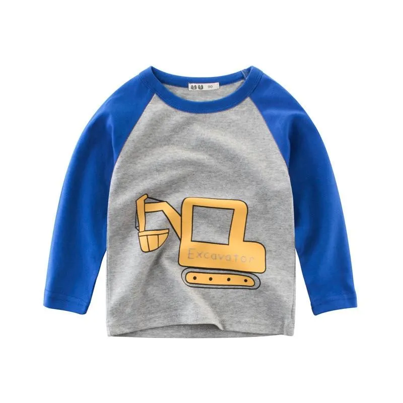 Unisex Kids Cotton Long Sleeve Cartoon Images Design T-Shirts