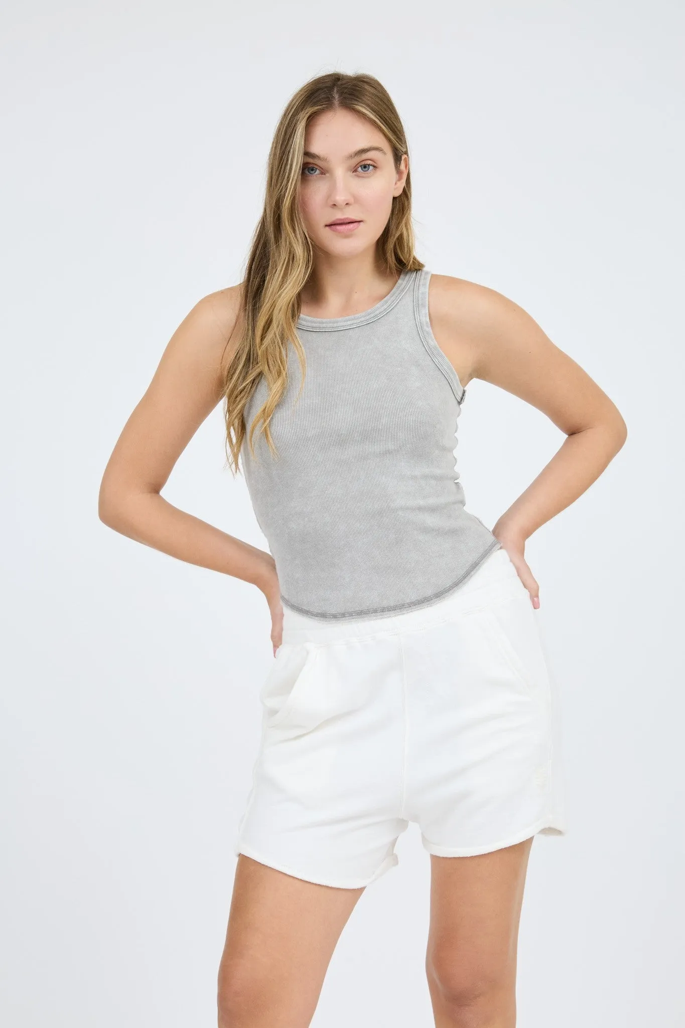 Washed Contrast Stitch Tank Top