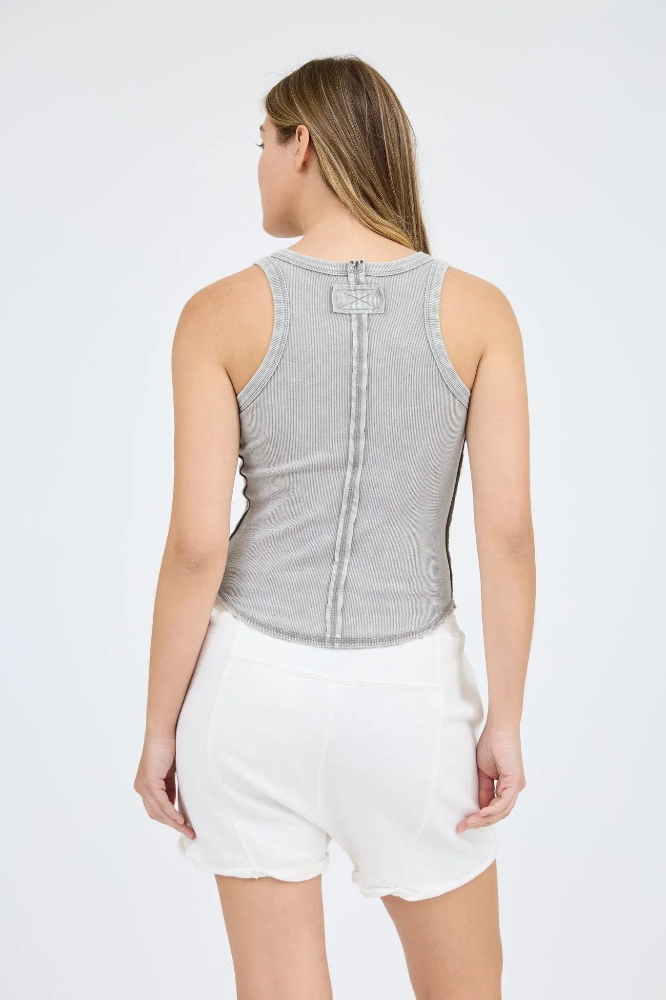 Washed Contrast Stitch Tank Top