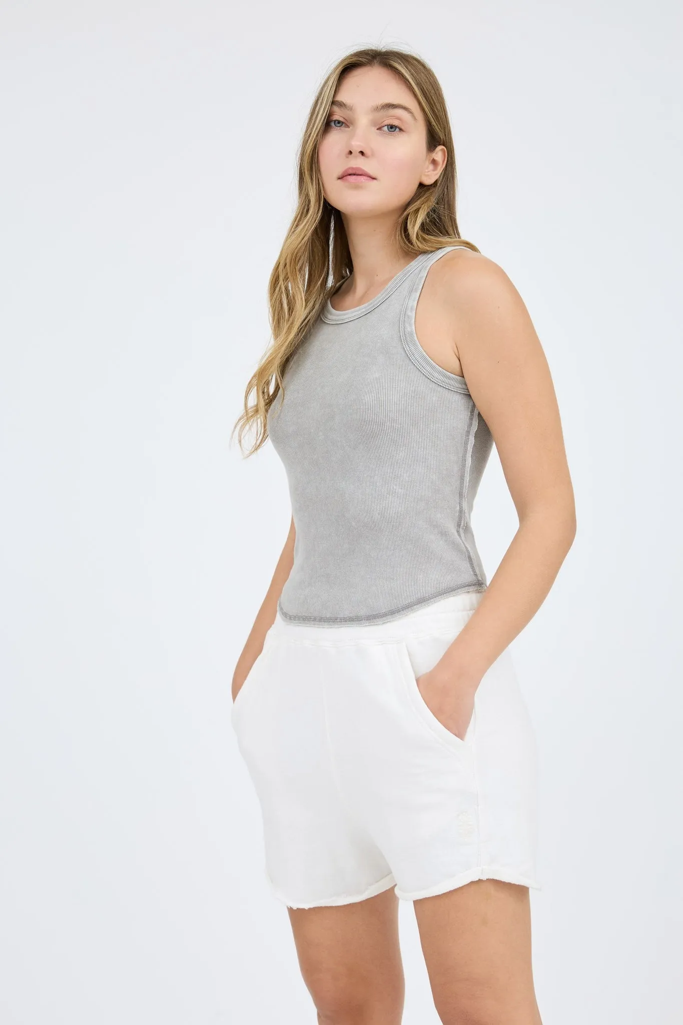 Washed Contrast Stitch Tank Top