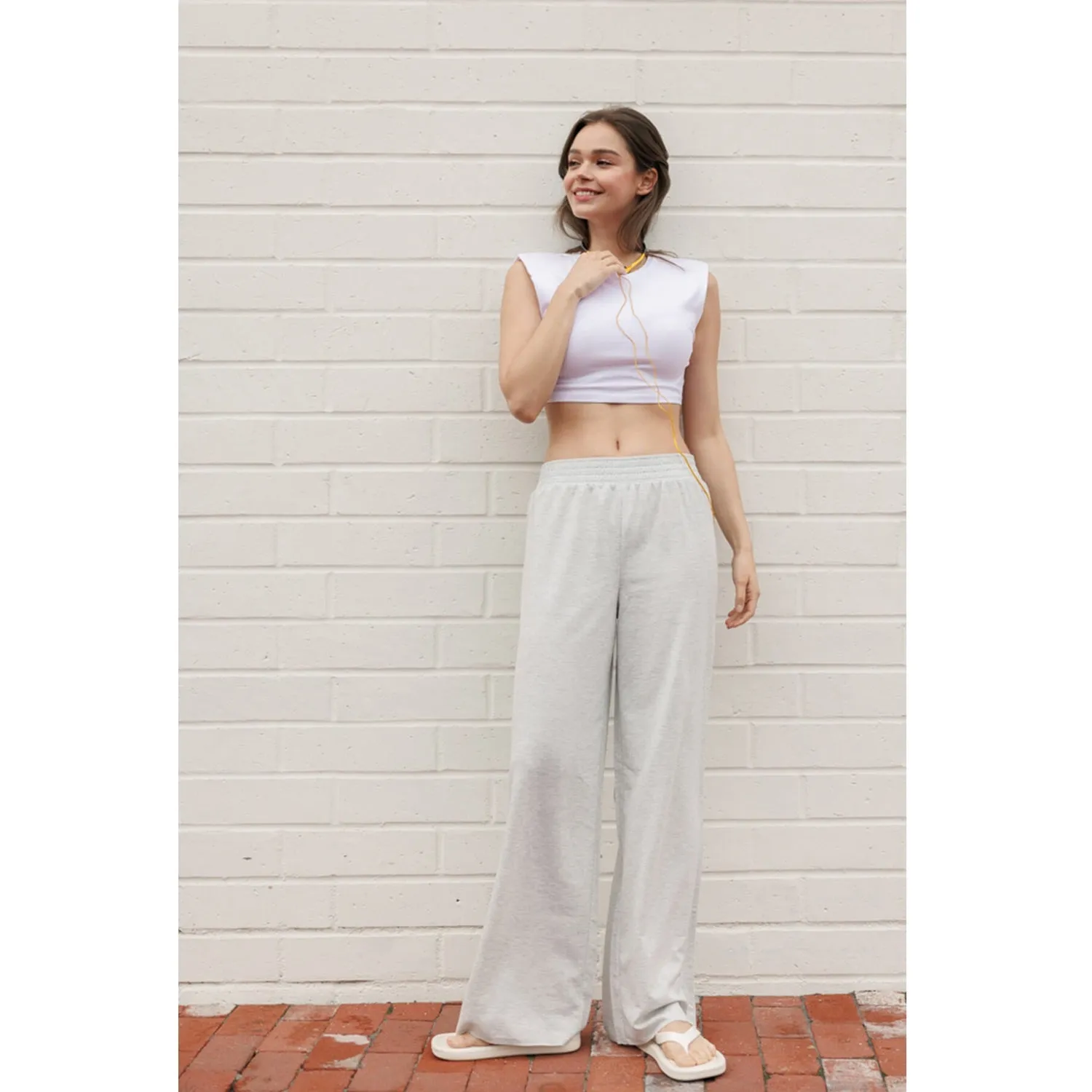 Wide Leg Sweatpants - Heather Grey