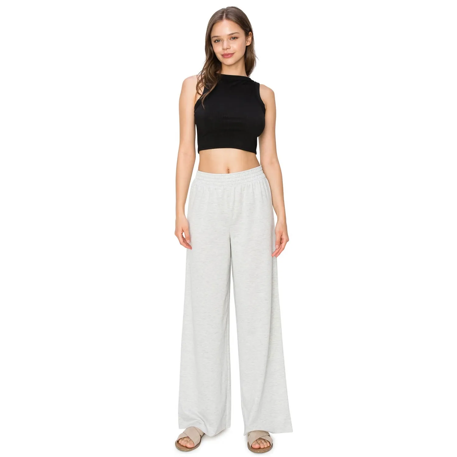 Wide Leg Sweatpants - Heather Grey