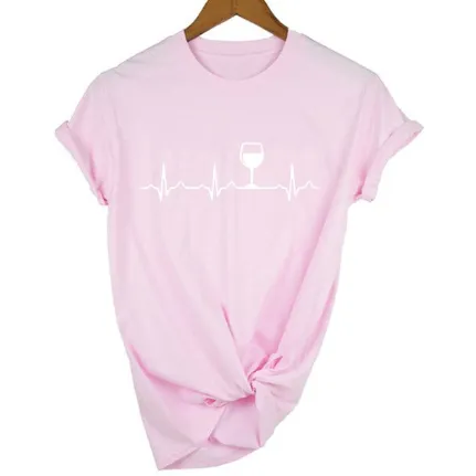 Women Stylish Wine Heartbeat T Shirts