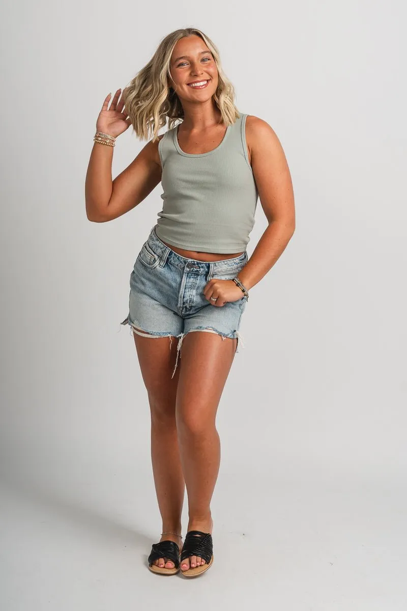 Z Supply Essy ribbed tank top pale jade