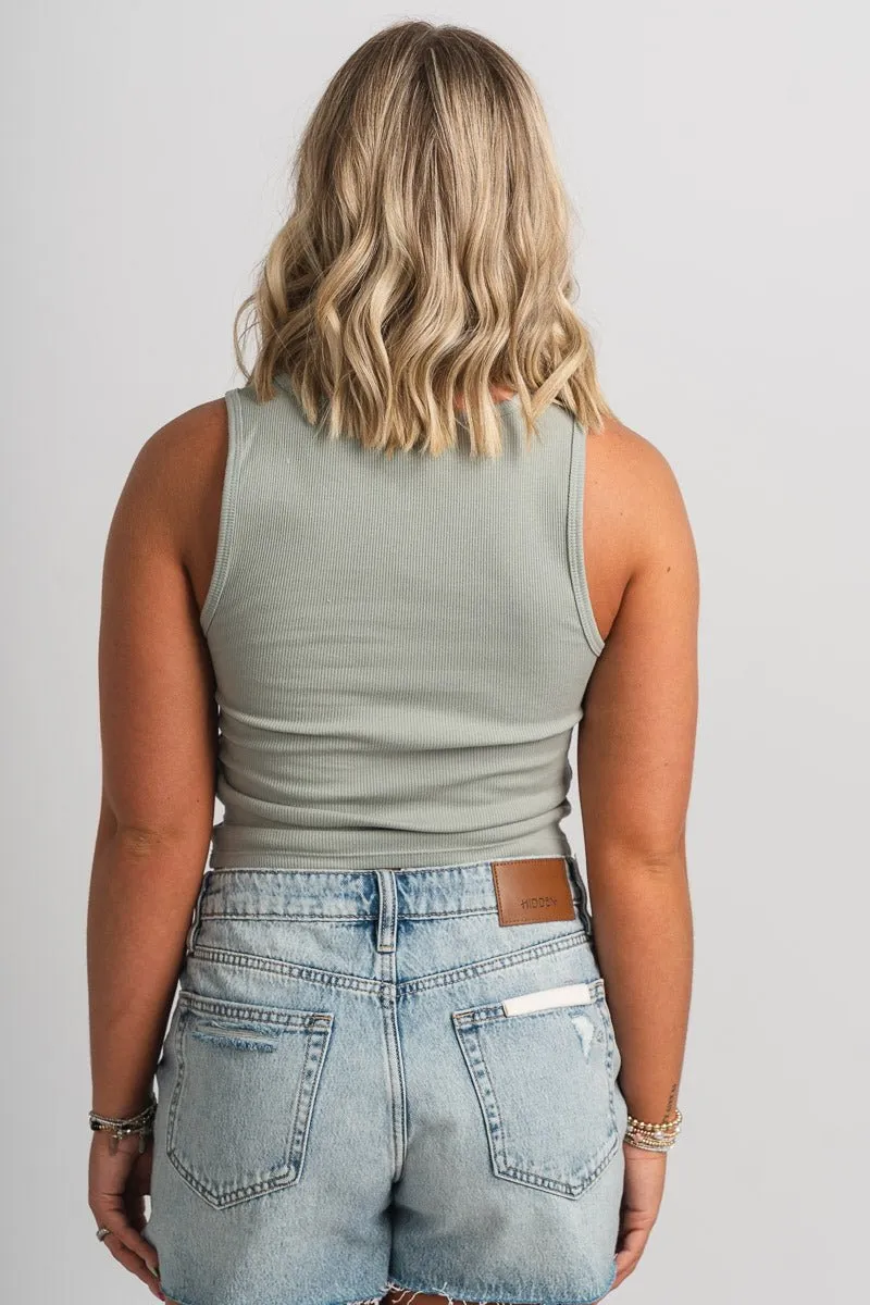 Z Supply Essy ribbed tank top pale jade